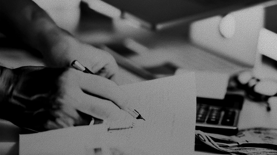 A person reviewing financial documents at a desk